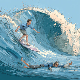Surfing and drowning (find your breaking point)